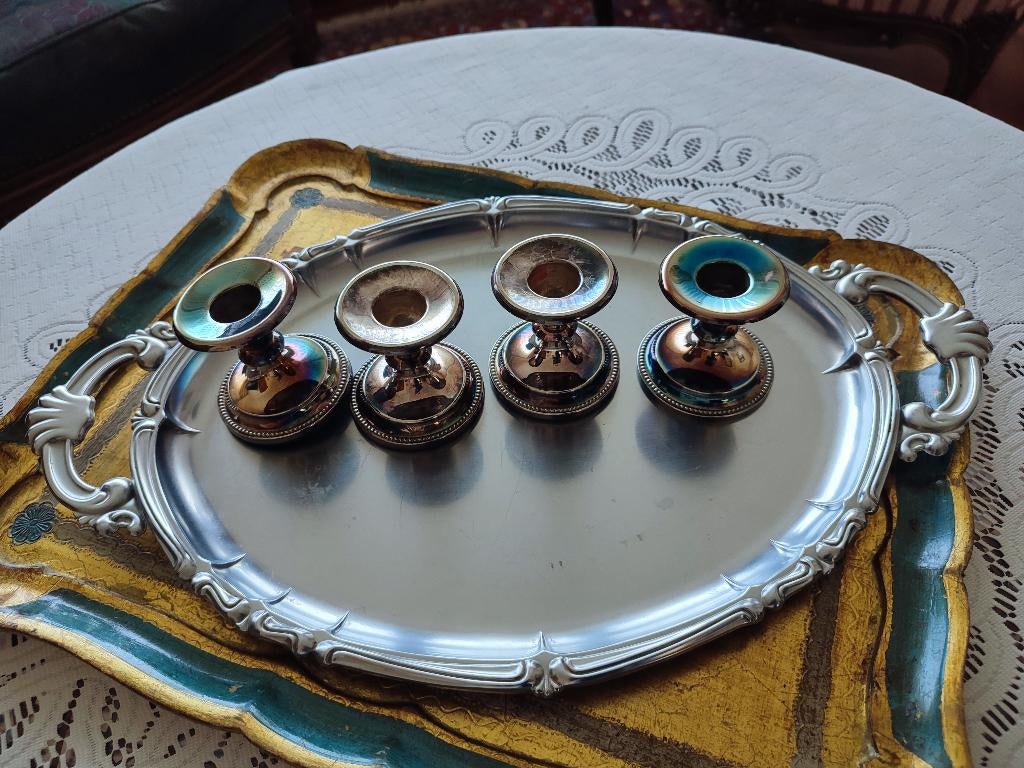 Dienblad met 4 kandelaars, Ophalen, Kandelaar