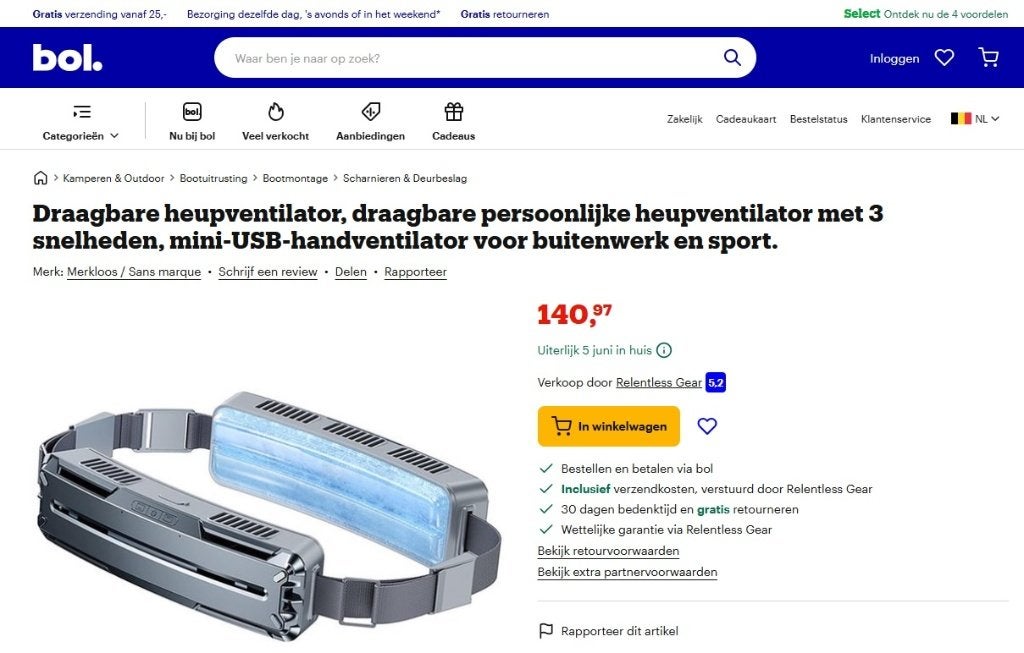 Ventilateur portable a de refroidisde 5000 mAh, USB-C Fitnes, Enlèvement, Neuf, Autres types