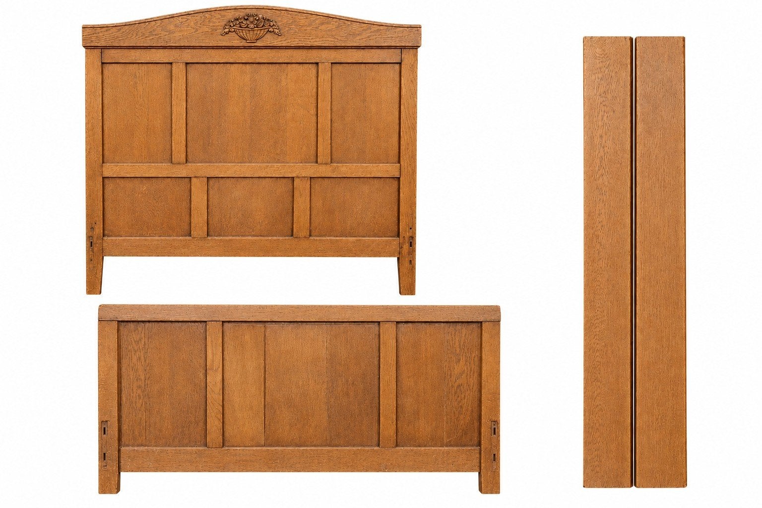 Lit vintage en bois massif de 140 cm, Enlèvement, Deux personnes, Bois, 140 cm