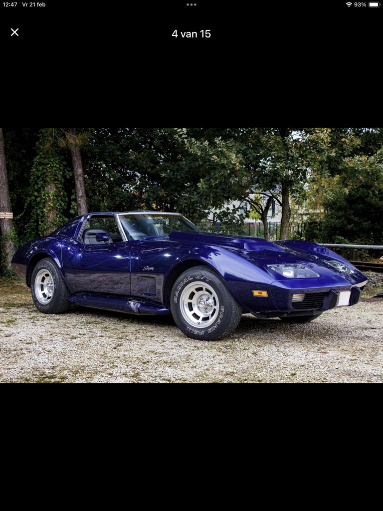 Corvette stingray C3 1975, Auto's, Automaat, Achterwielaandrijving, Blauw, Leder