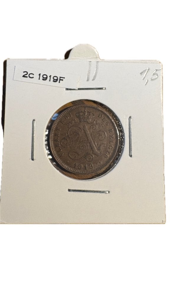 ALBERT I: 2 CENT 1919F (2), Postzegels en Munten, Ophalen of Verzenden