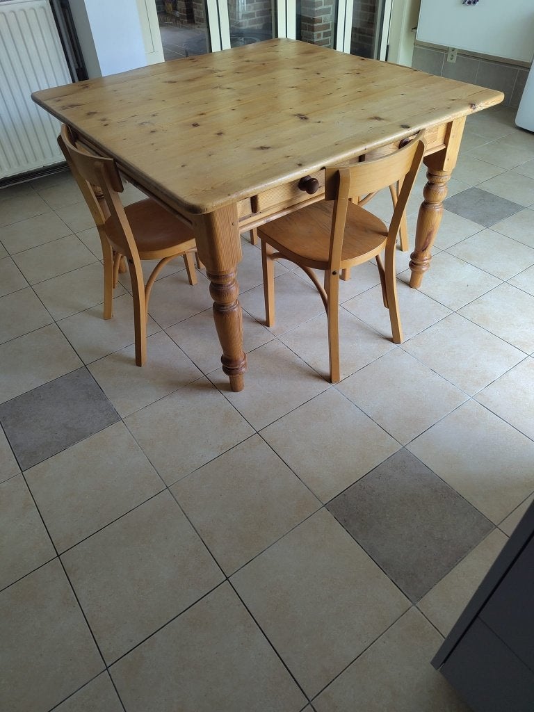 Eettafel met stoelen, Huis en Inrichting, Tafels | Eettafels, Ophalen, Gebruikt, Vierkant