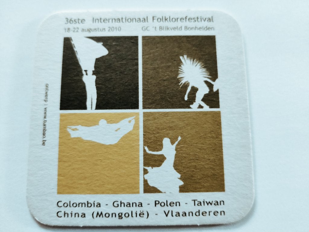 Bierviltje 36ste Internationaal Folklorefestival, Ophalen of Verzenden, Zo goed als nieuw, Viltje(s), Overige merken