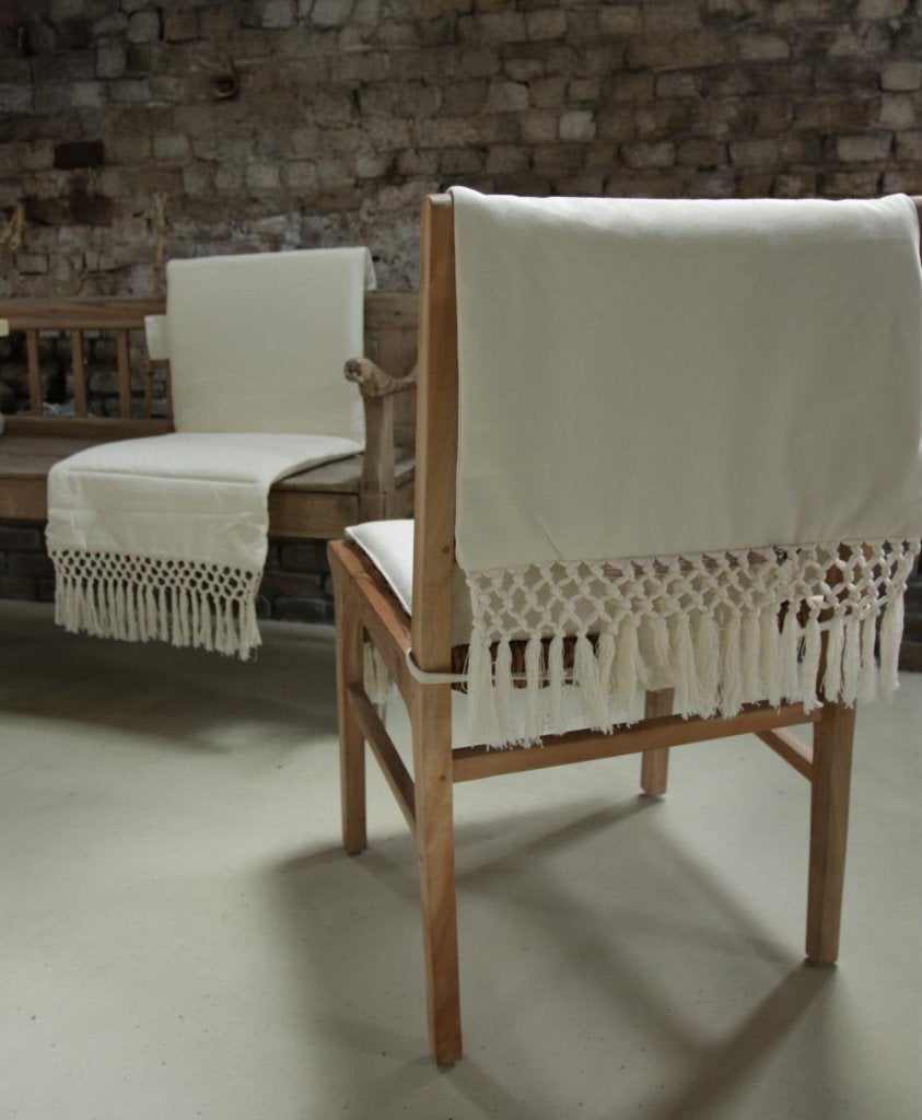 Verwarmd boho-chique stoelkussen met hoge rug, Tuin en Terras, Ophalen, Nieuw