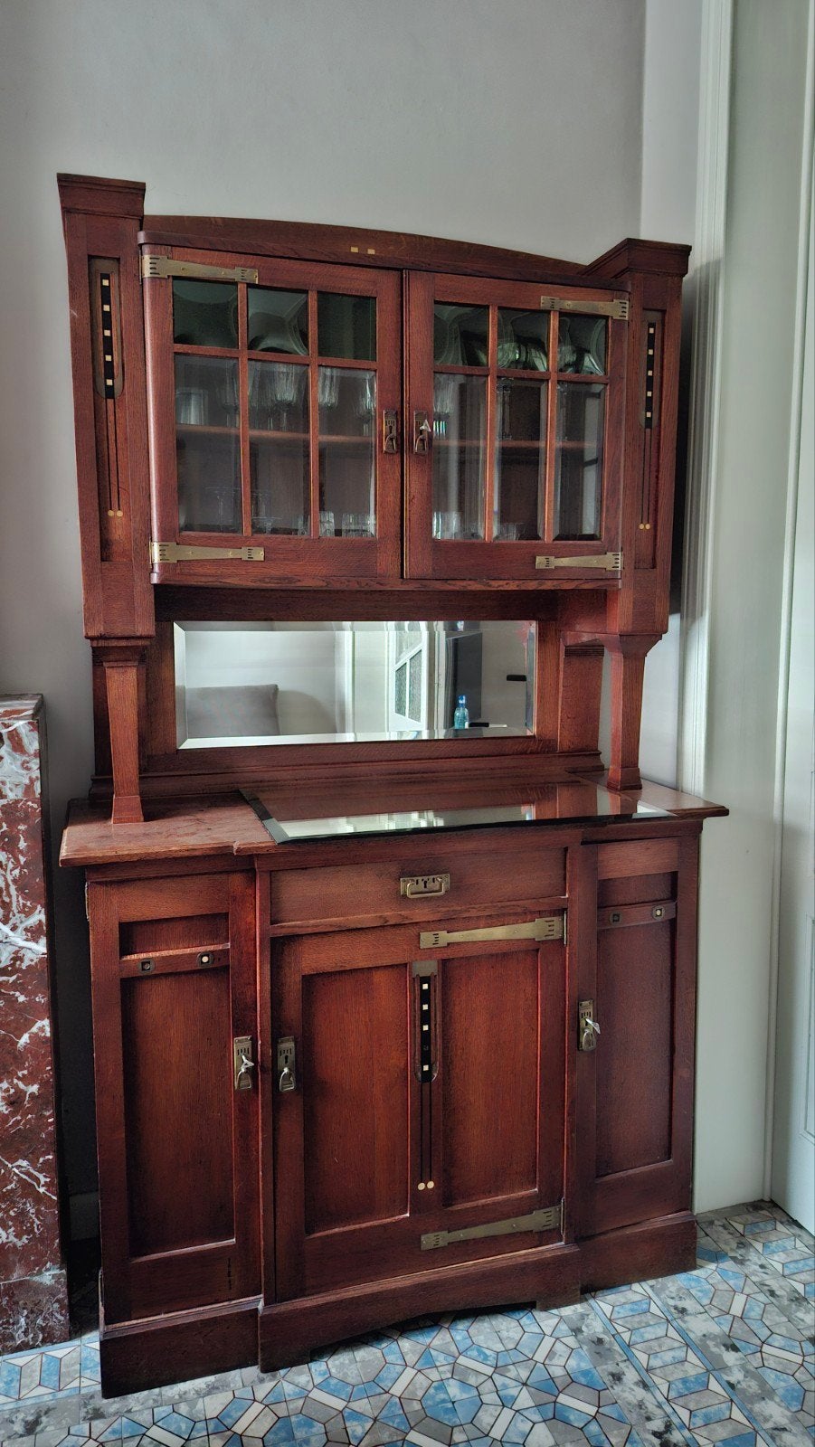 2 bij elkaar horende kasten, Enlèvement, Comme neuf, Art nouveau, Avec tiroir(s)