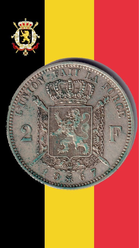 VARIANTE: 2 francs 1867 FR - Léopold II (Mod. A: double OPO), Monnaie en vrac, Argent, Argent, Envoi