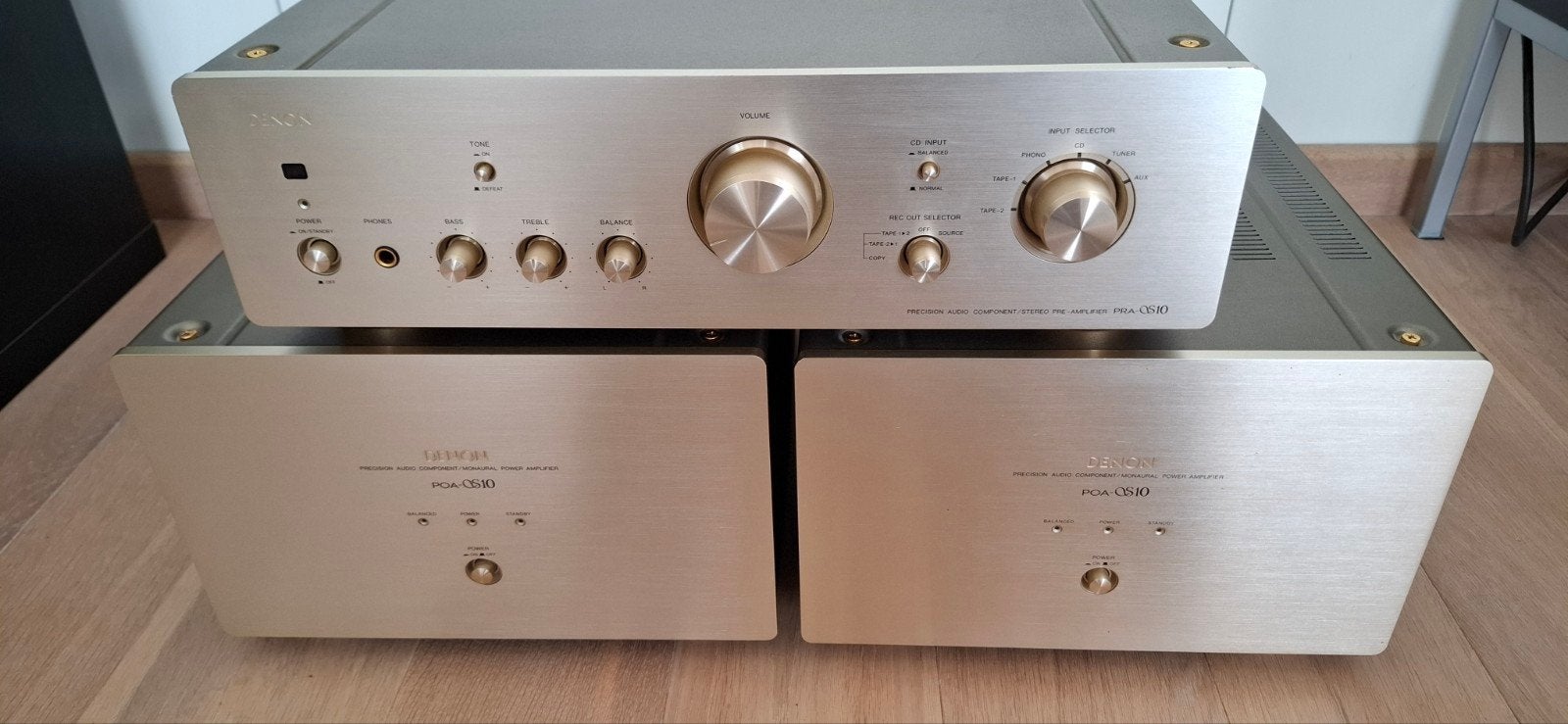 DENON PRA S10 voor + 2 x POA S10 mono eindversterkers, Audio, Tv en Foto, Gebruikt, Denon, Ophalen of Verzenden, 120 watt of meer
