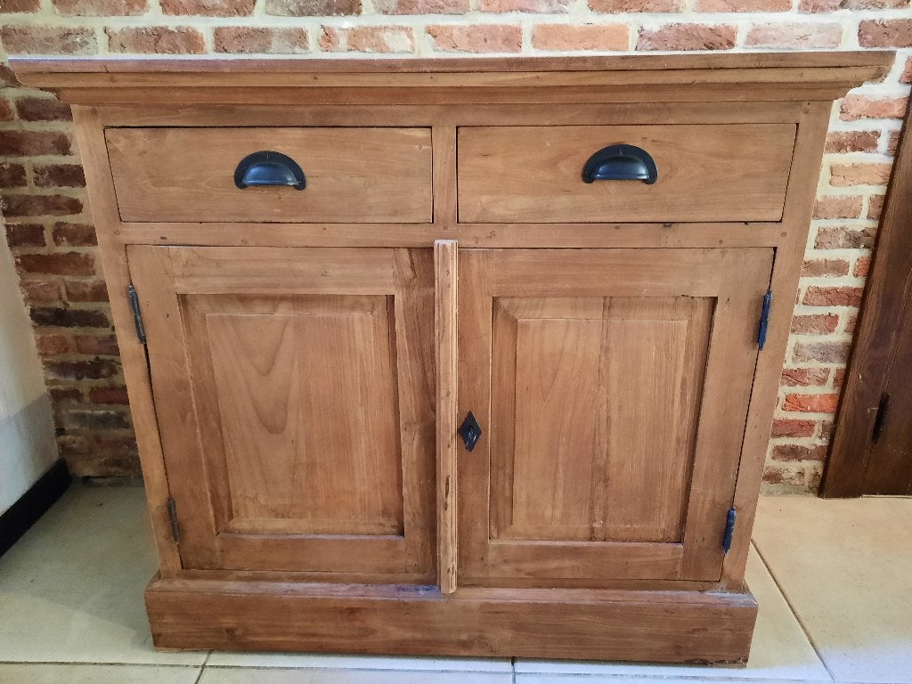 Dressoir en teck (100 x 90 cm), Teck, 100 à 150 cm, Enlèvement, Utilisé