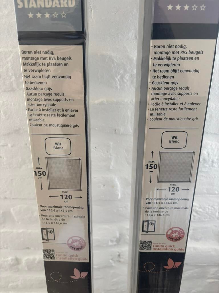 75€ voor 2x NWE Vliegenramen WIT, Doe-het-zelf en Bouw, Deuren en Vliegenramen, Kunststof, Hordeur, Minder dan 200 cm, Nieuw