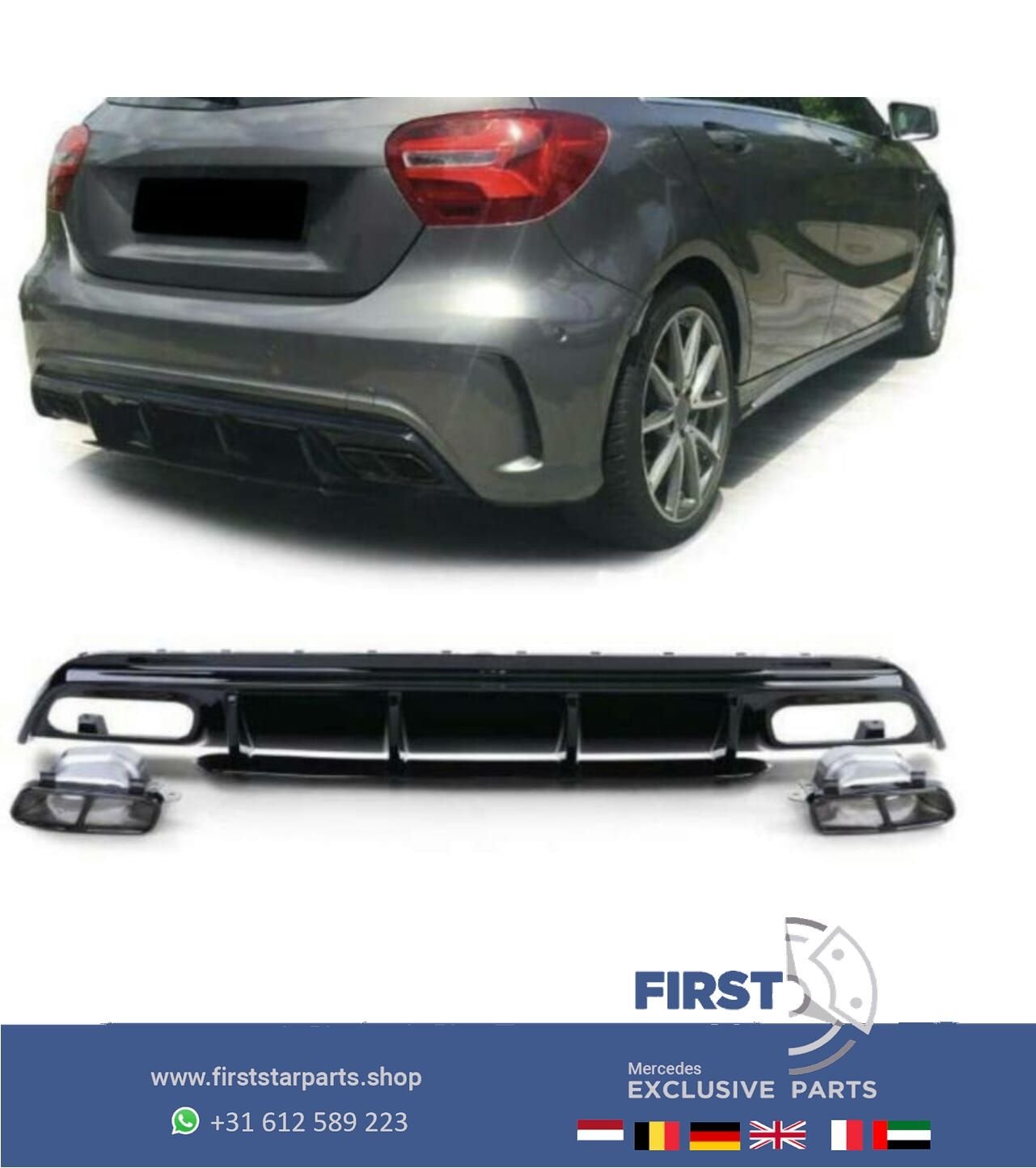 W176 A45 AMG FACELIFT DIFFUSER COMPLEET AERO PAKKET Mercedes, Gebruikt, -, Ophalen of Verzenden, -