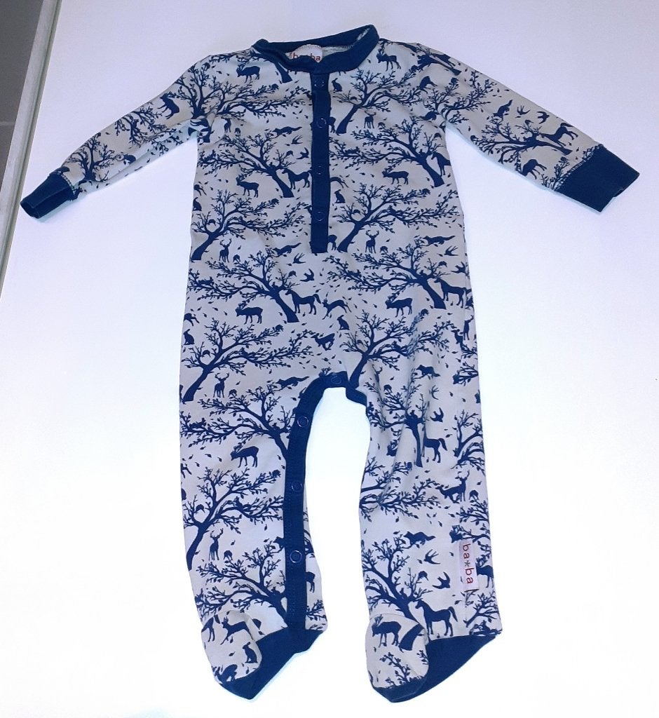 Baby pyjamablauw wit met diertjes Baba 68, Enlèvement ou Envoi, Comme neuf, Garçon ou Fille, Vêtements de nuit ou Sous-vêtements