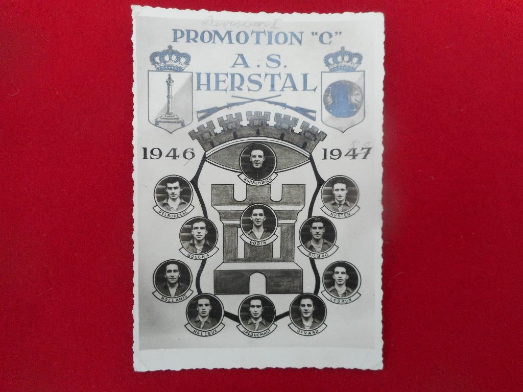 ancienne photo carte football A.S. HERSTAL 1946-47 ORIGINAL, Collections, Cartes postales | Thème, Envoi