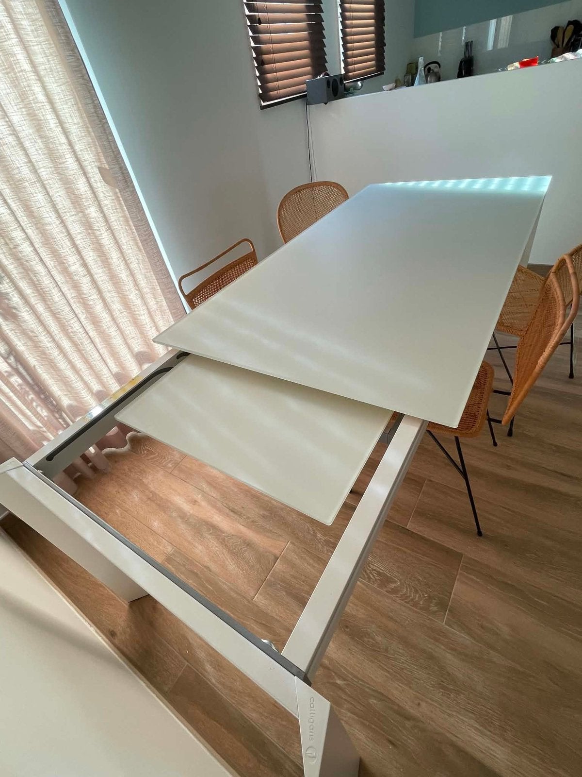 Table à manger à rallonge en verre, Enlèvement, Comme neuf, Verre