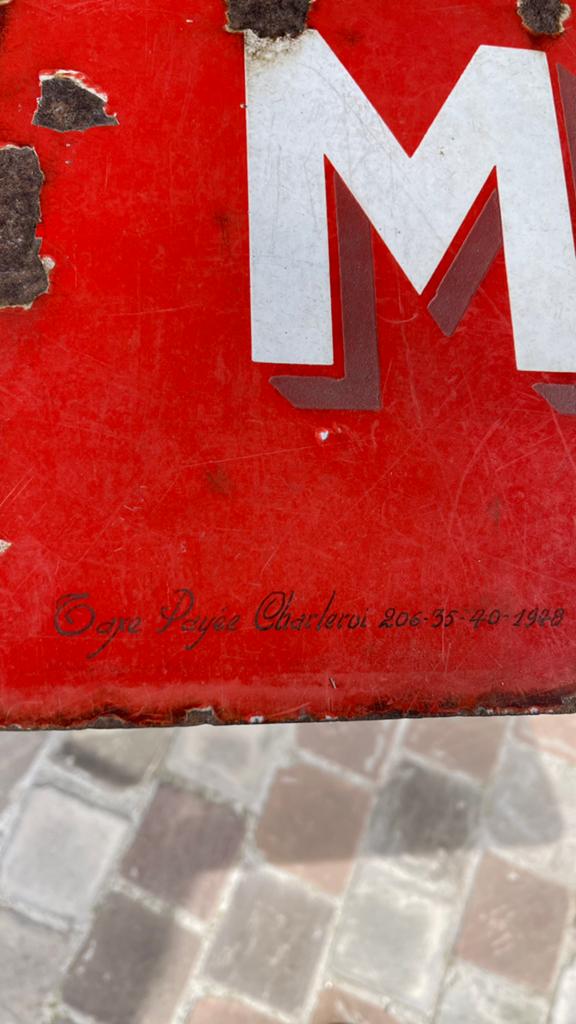 Assiette émaillée café des 4 bras., Enlèvement, Utilisé, Panneau publicitaire