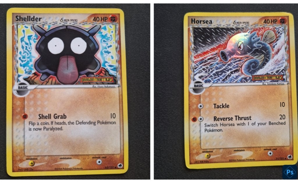 Shellder, Horsea Stamped, Ophalen of Verzenden, Gebruikt, Meerdere kaarten