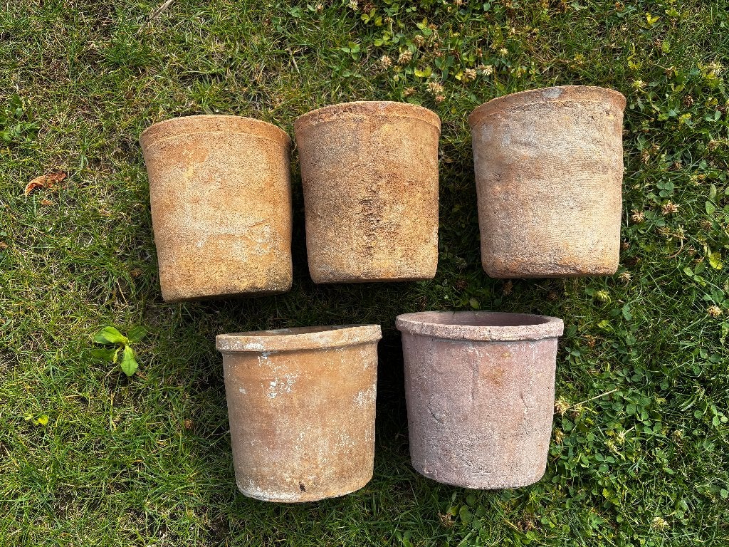 artisanale terra-cotta potten, bloempot, 5 stuks, Tuin en Terras, Bloempotten, Zo goed als nieuw, Terracotta, Binnen, Balkon, Tuin