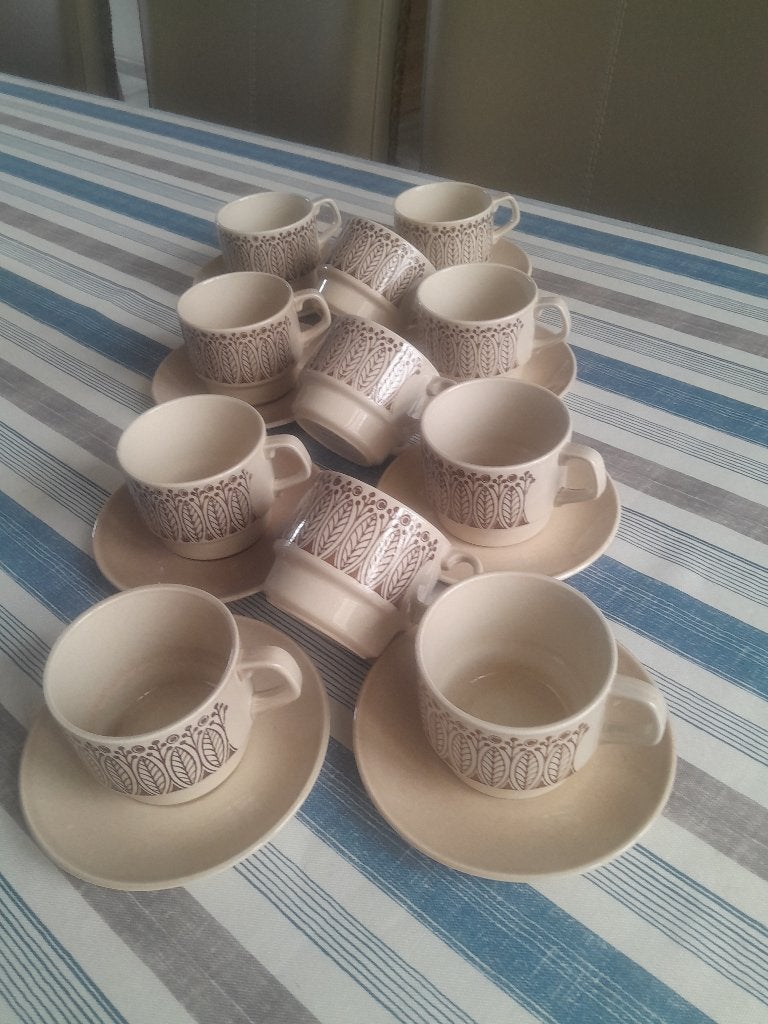 Boch 11 Tasses + 8 Sous-Tasses Vintage 70' 80', Enlèvement ou Envoi