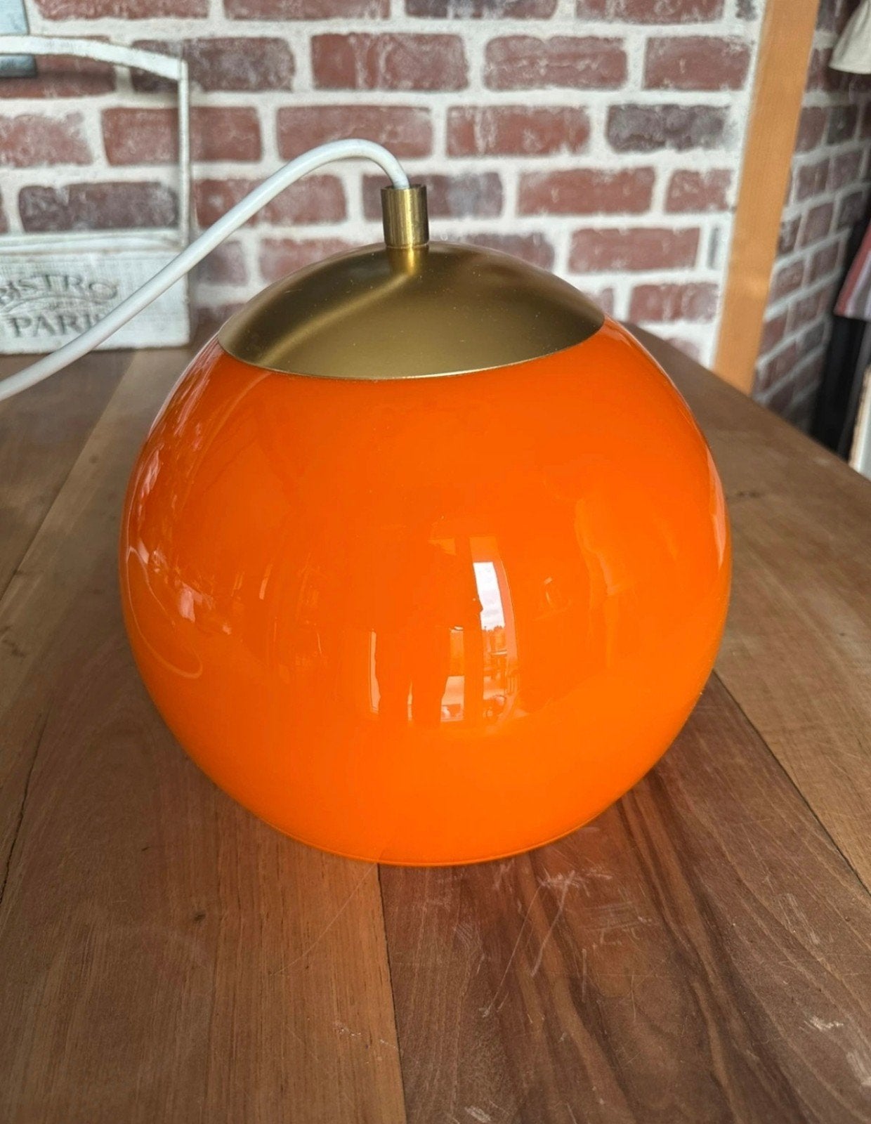 vintage oranje glazen hanglamp, Huis en Inrichting, Ophalen of Verzenden