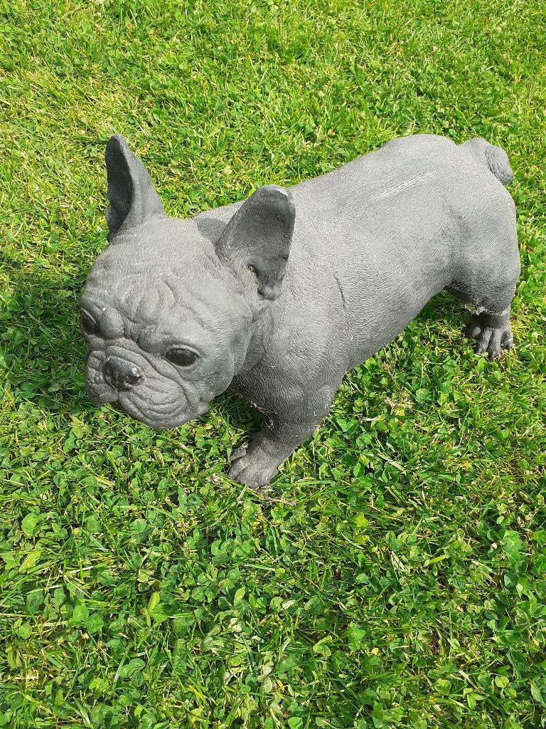 STATUE ANIMALIERE EN PIERRE PATINEE (bouledogue français), Enlèvement, Comme neuf, Pierre, Animal