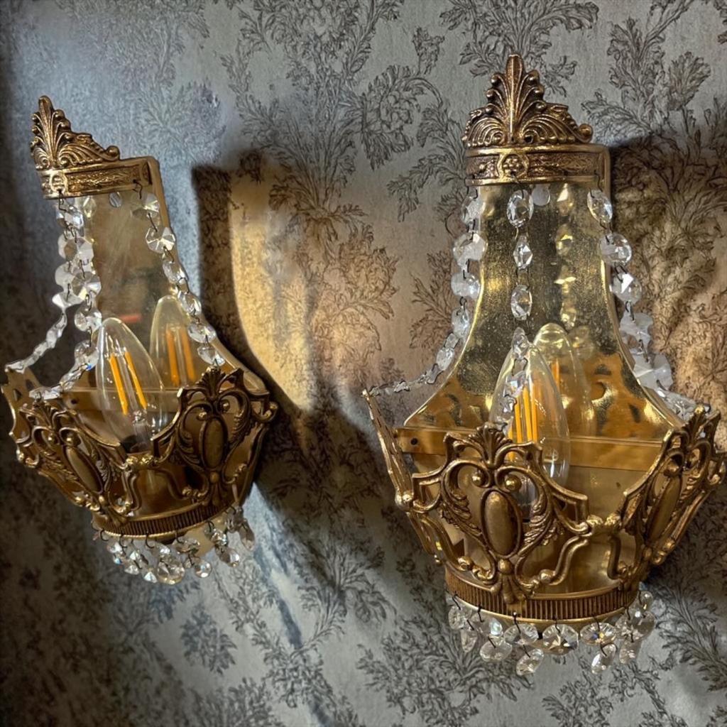 appliques murales/lampe murale vintage dorées, Envoi, Utilisé, Métal