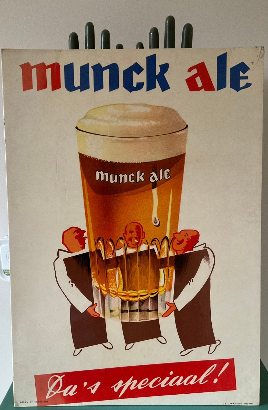 Oud MUNCK ALE/BR.DE GOMME/RUDDERVOORDE/1958/reclamebord, Verzamelen, Ophalen of Verzenden, Zo goed als nieuw, Reclamebord