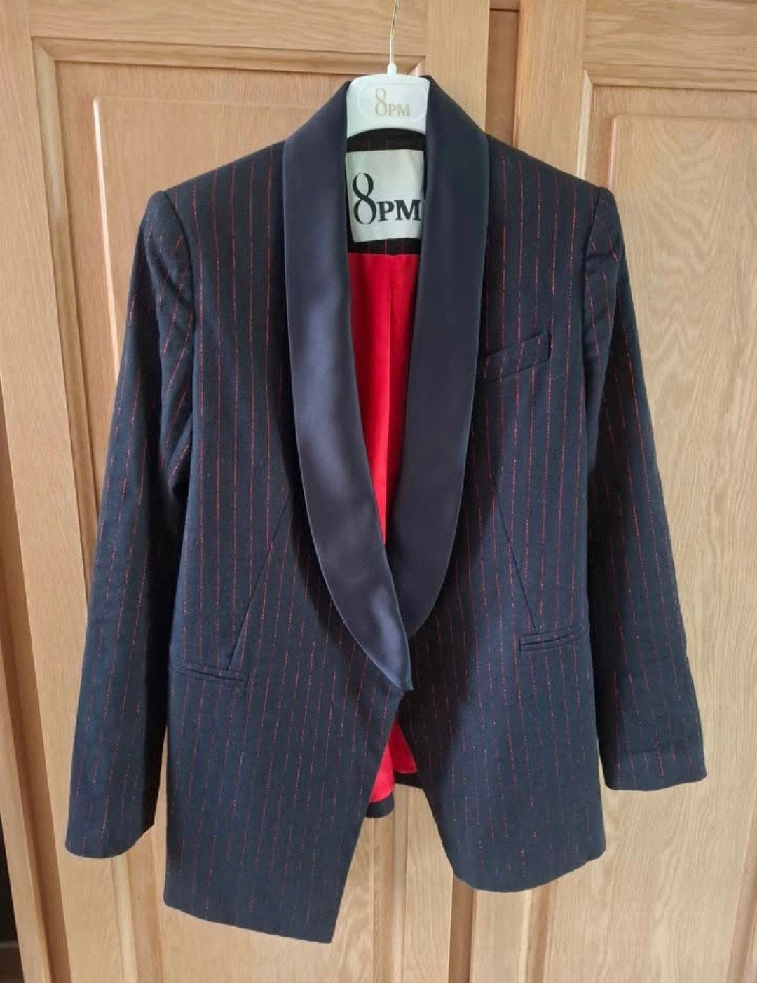 blazer 8pm S zwart met glanzende rode strepen, Kostuum of Pak, Ophalen of Verzenden, Zo goed als nieuw, Maat 36 (S)