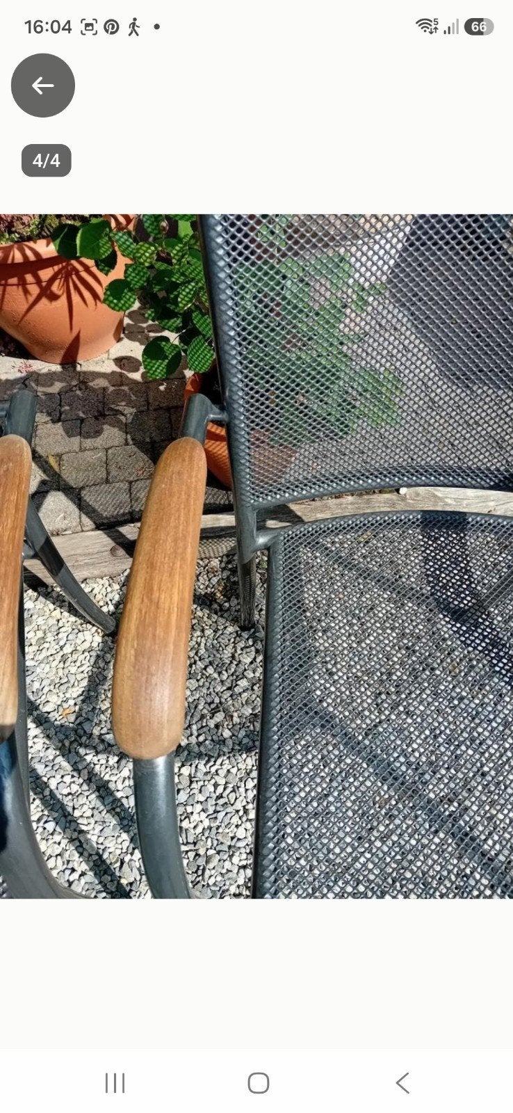 4 tuinstoelen met bankje, Ophalen, Zo goed als nieuw, Metaal, Stapelbaar