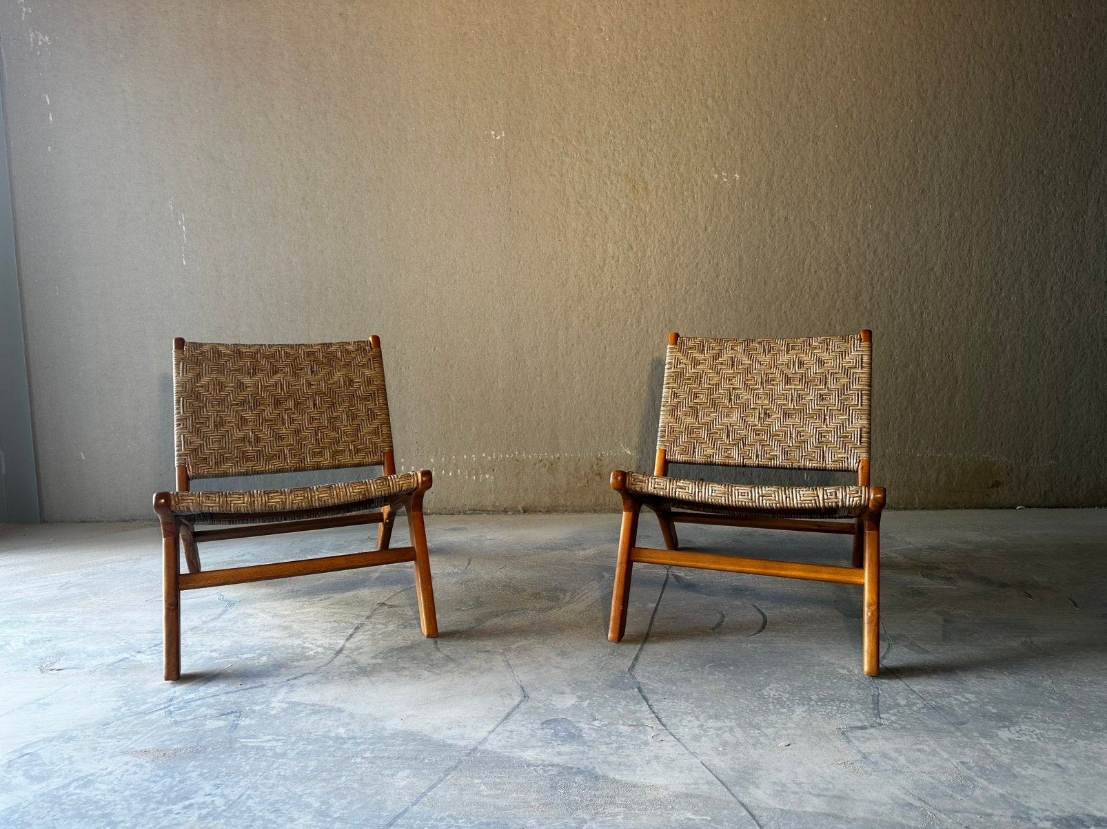 Paire de fauteuils en cannage tressé et bois, Enlèvement, Comme neuf, Bois