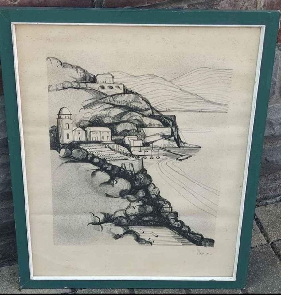 Lithographie signe Fernand maron, Antiquités & Art, Art | Lithographies & Sérigraphies, Enlèvement ou Envoi, Lithographie