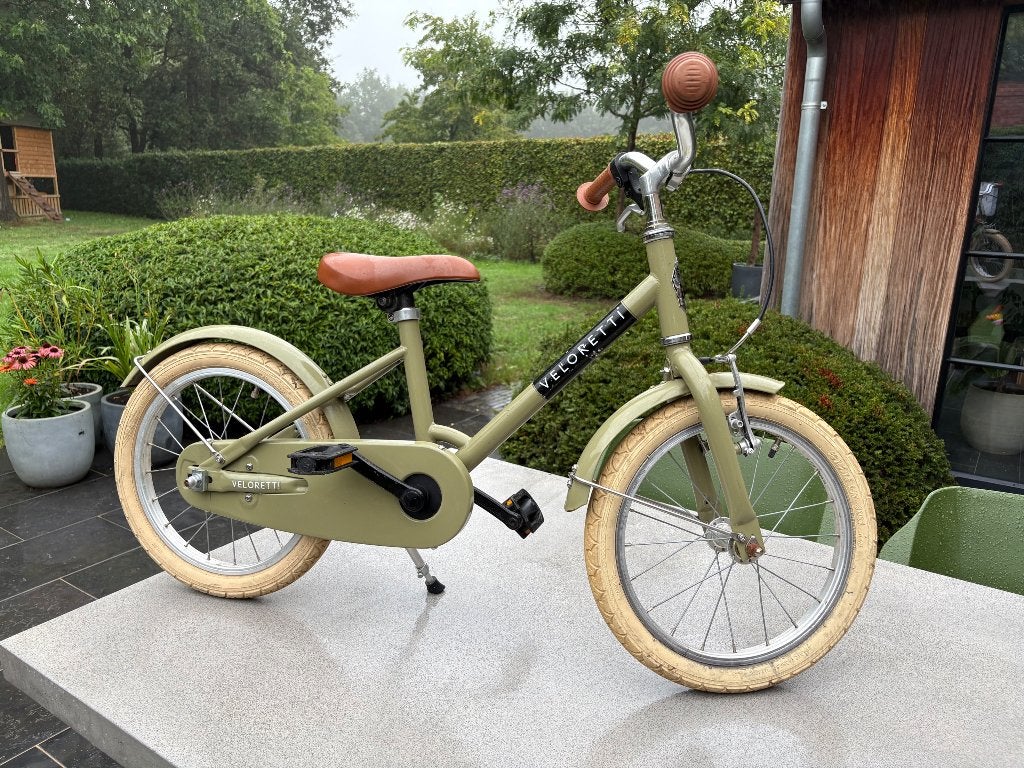 Kinderfiets veloretti 16” groen, Fietsen en Brommers, Ophalen, Terugtraprem, Zijwieltjes, 16 tot 20 inch
