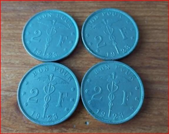 België 2 Francs Munten 1923  Legende in Frans - "BELGIQUE", Ophalen of Verzenden, Overig, Losse munt