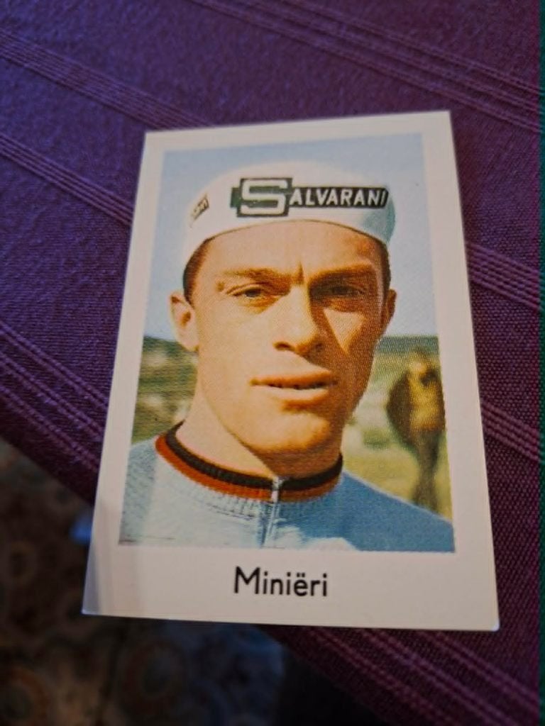 Prentje/Chromo : Mario Minieri / Salvarani, Ophalen of Verzenden, Zo goed als nieuw, Poster, Plaatje of Sticker