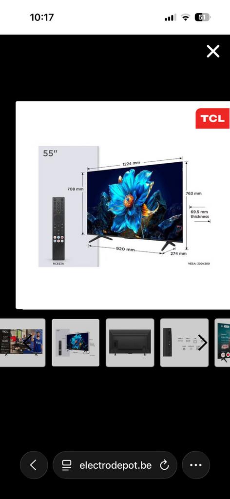 Tcl tv 55 inch, topstaat!!, Ophalen of Verzenden, Zo goed als nieuw
