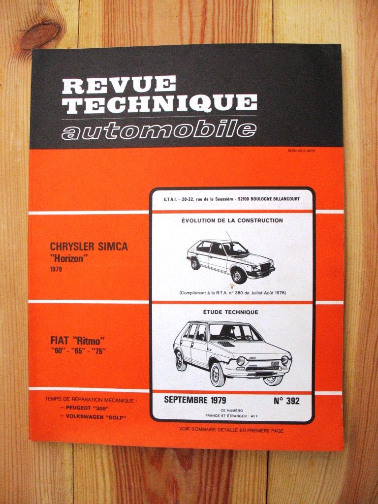 RTA FIAT RITMO 60,65,75, Enlèvement ou Envoi