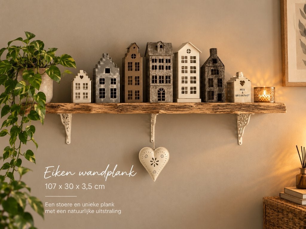 Unieke massief eiken wandplank -  boomstamrand, Ophalen, Nieuw