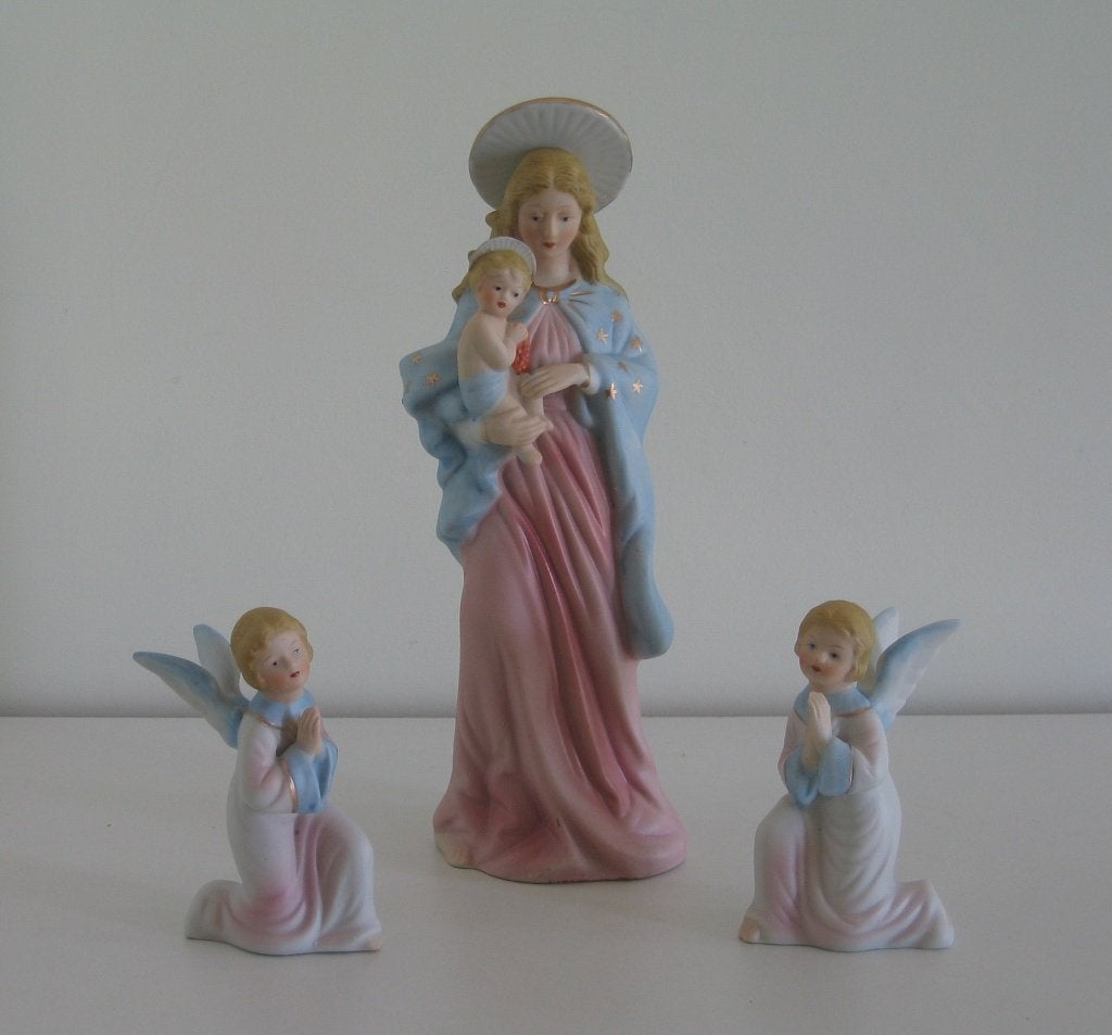 O.L. Femme + 2 anges en porcelaine - 1212, Enlèvement