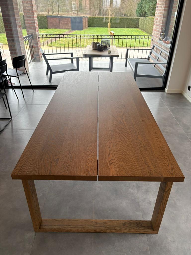 Tafel, eikenfineer bruin gelazuurd, 220x100 cm, Maison & Meubles, Tables | Tables à manger, Comme neuf, Enlèvement, 50 à 100 cm