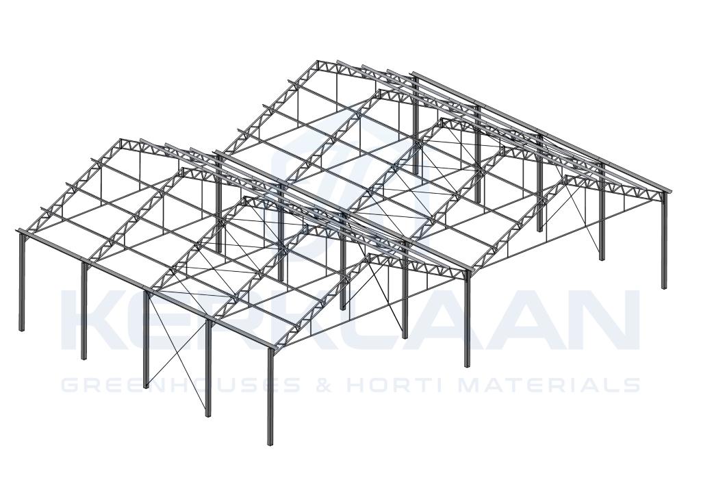 Structure en acier complète 435 m² | 25,60 m x 17,00 m, Enlèvement, Utilisé, Métal, Autres types