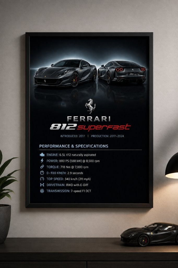 Ferrari 812 Superfast poster, Ophalen of Verzenden, Nieuw, Auto's