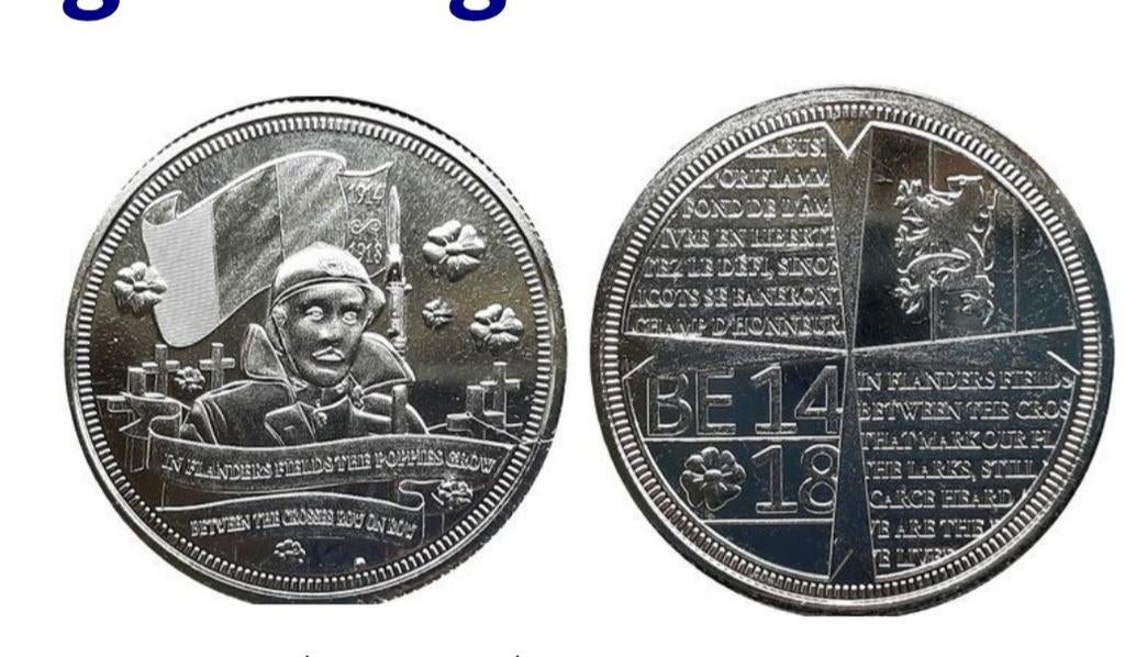 HERDENKINGSMUNT VOOR DE EERSTE WERELDOORLOG, Ophalen of Verzenden, Landmacht
