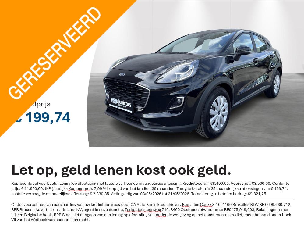 Ford Puma 1.0i Ecoboost mHEV 92kW Connected, Voorwielaandrijving, Stof, Automatische klimaatregeling, Zwart