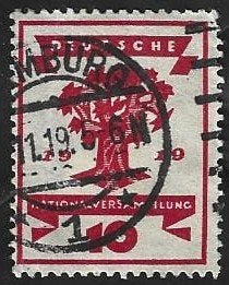 1 Postzegel Duitse Rijk 1919 Nationale vergadering Weimar, Ophalen of Verzenden, Overige periodes, Gestempeld