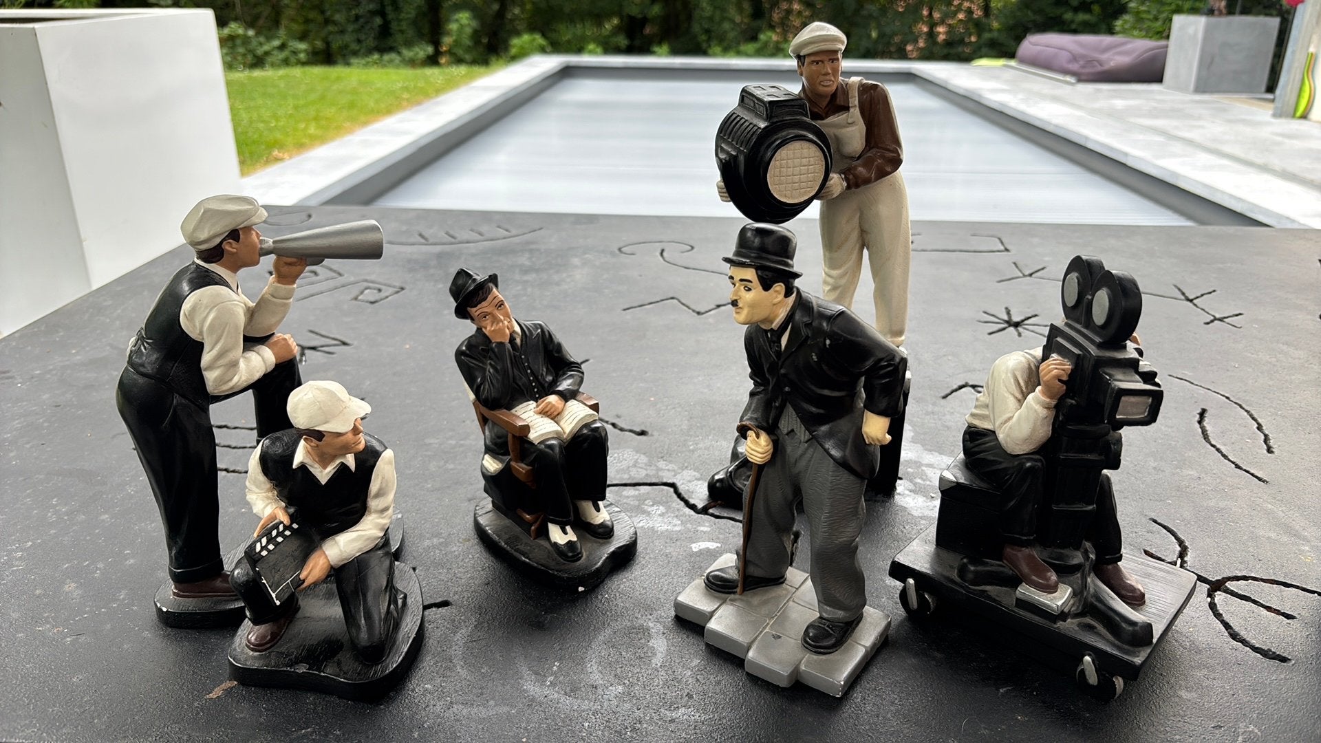 Lot de 6 statues theme cinema decoration chaplin, Ophalen, Gebruikt, Film, Beeldje, Replica of Model