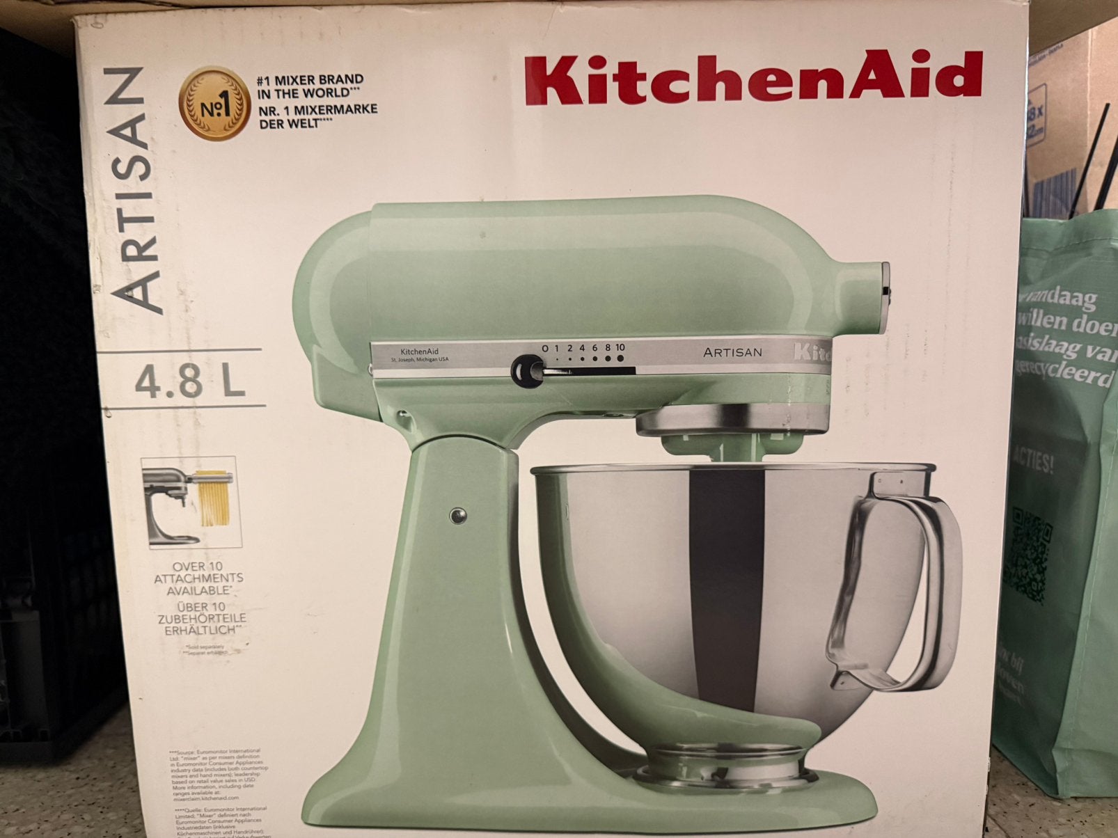 KitchenAid keukenrobot Artisan 4,8L - pistache - NIEUW, Elektronische apparatuur, Keukenmixers, 4 liter of meer, Ophalen of Verzenden