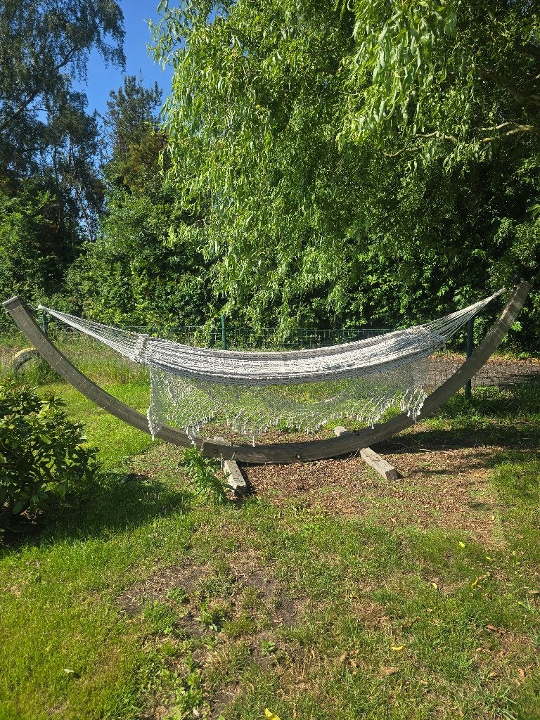 Hangmat met houten standaard, Tuin en Terras, Ophalen, Gebruikt, Meerpersoons, Met standaard