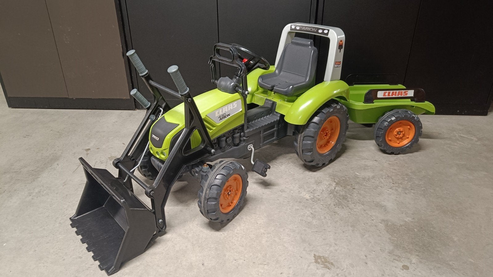 Traptractor met voorlader en aanhanger, Kinderen en Baby's, Ophalen, Gebruikt, Trapvoertuig