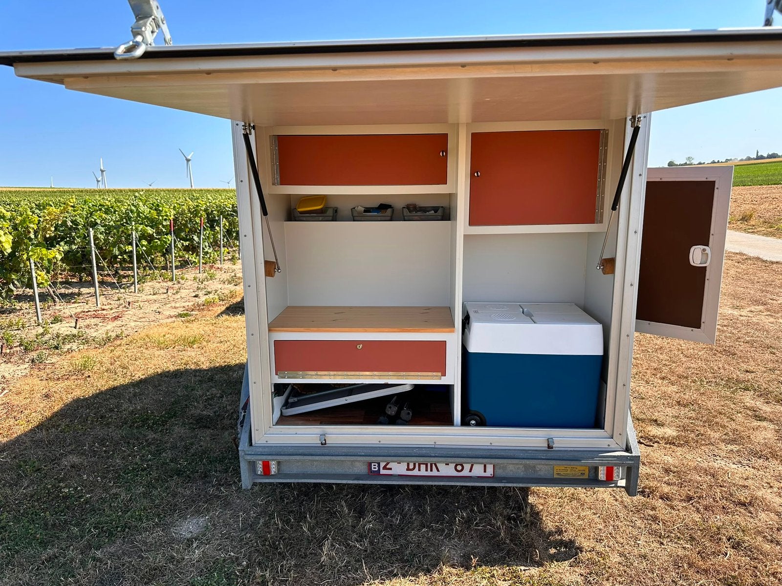 Mini caravane complète sur remorque plateau, Enlèvement, Comme neuf