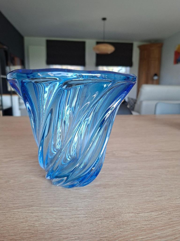 Vase Val Saint Lambert en cristal bleu, Ophalen