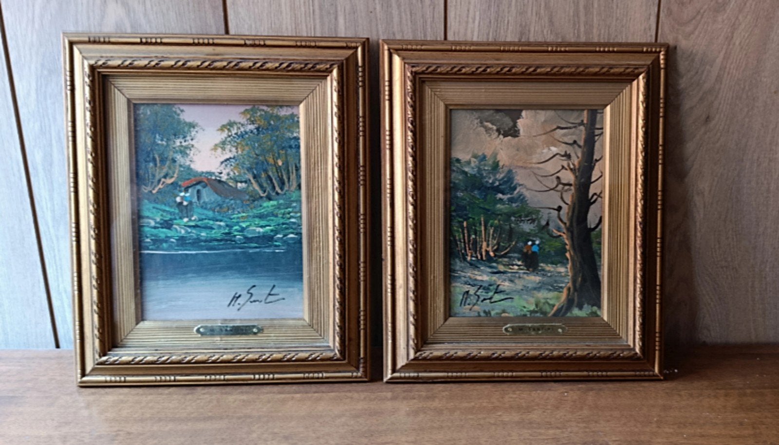 Prachtig vintage tweeluik landschapsschilderijen – Gesigneer, Ophalen of Verzenden