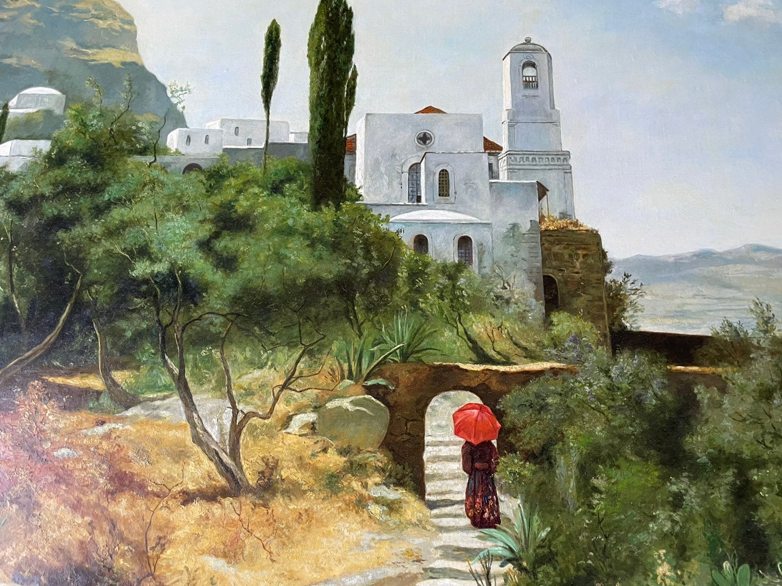 Peinture vue sur la Méditerranée, huile sur panneau, Antiquités & Art, Enlèvement, Peinture à l'huile, Panneau